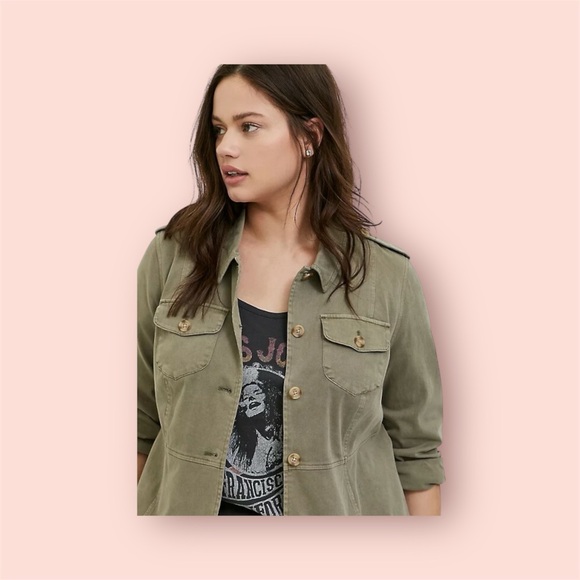 Torrid Peplum Olive Utility Jacket for Women - Picture 4 of 8